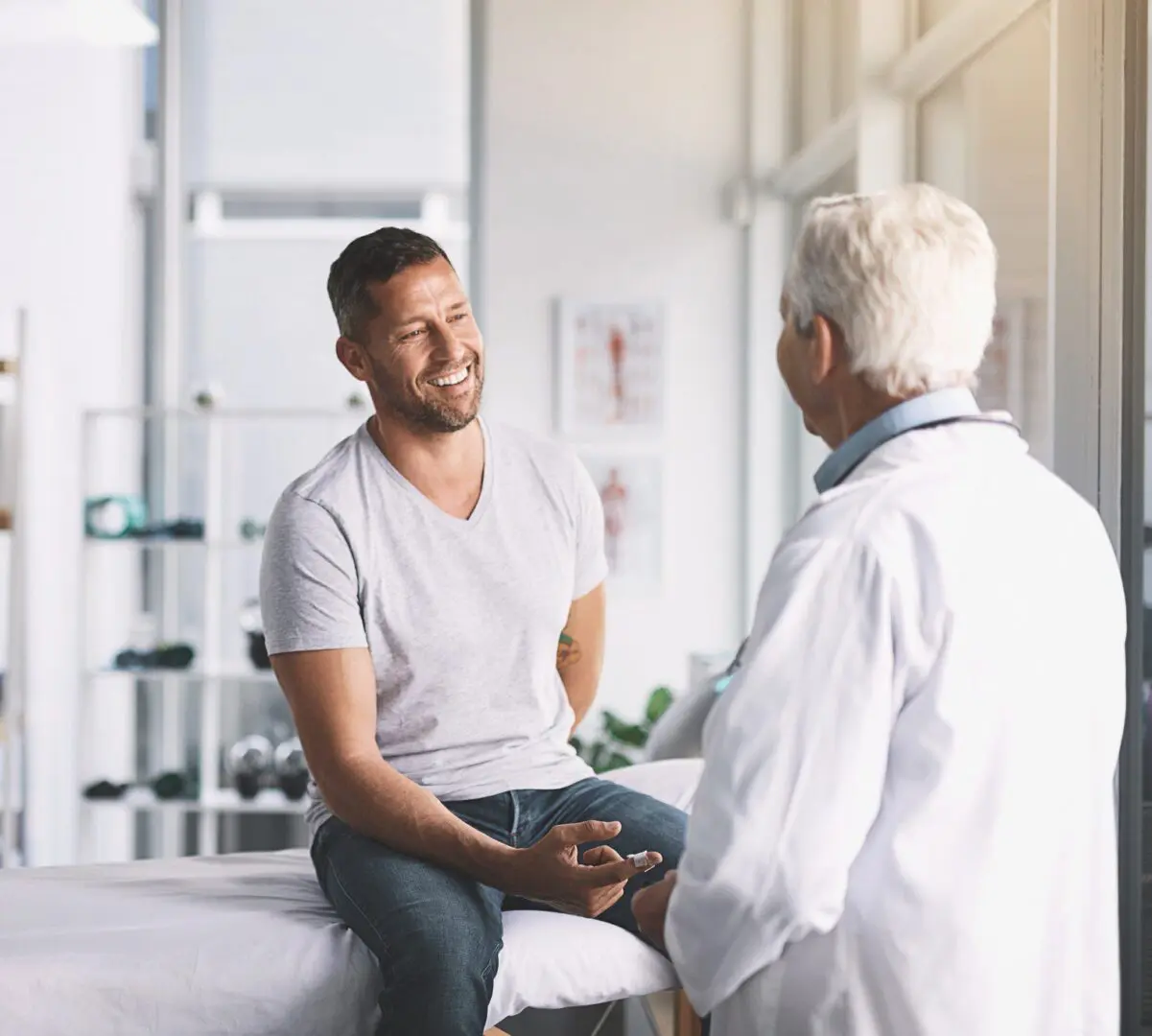 Patient smiling during a doctor's appointment