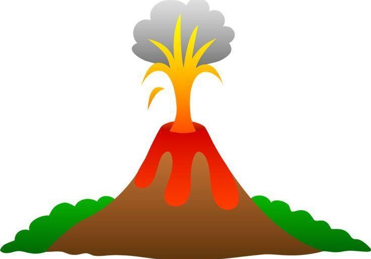Erupting volcano illustration with smoke